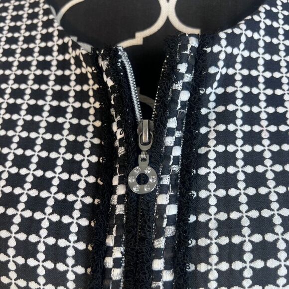 Modes Crystal Black & White Patterned Full Zip Lightweight Cardigan Jacket Sz 1X - Picture 6 of 10